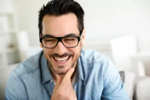 Smiling male with white teeth from professional teeth whitening